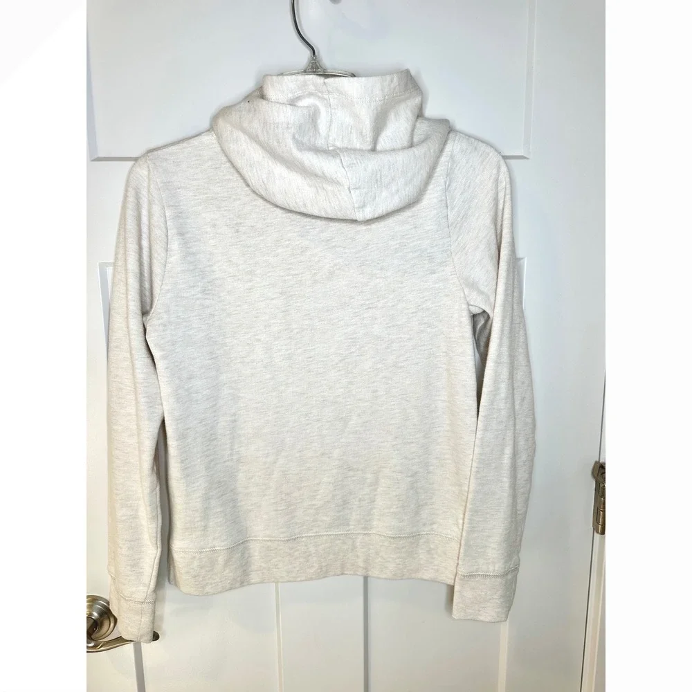 Crewcuts‎ J Crew Girls XL 12-14 Oatmeal Heather Fleece Zip Up Hoodie Pink Trim